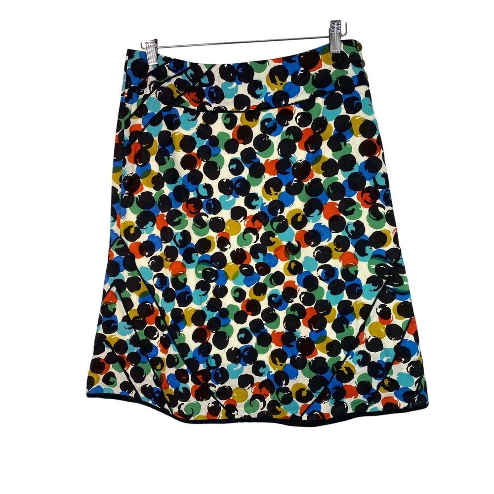 NWT Edme & Esyllte Women's 6 Cream Colorful Cotton A-Line Skirt *